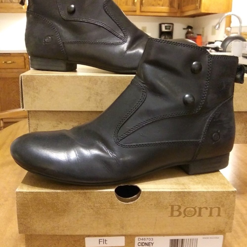 Born Black Leather Booties